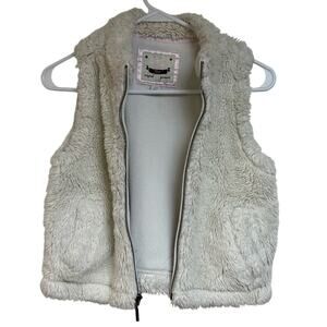 Gap kids Girls faux fur vest sherpa fleece white zip up size L (10)